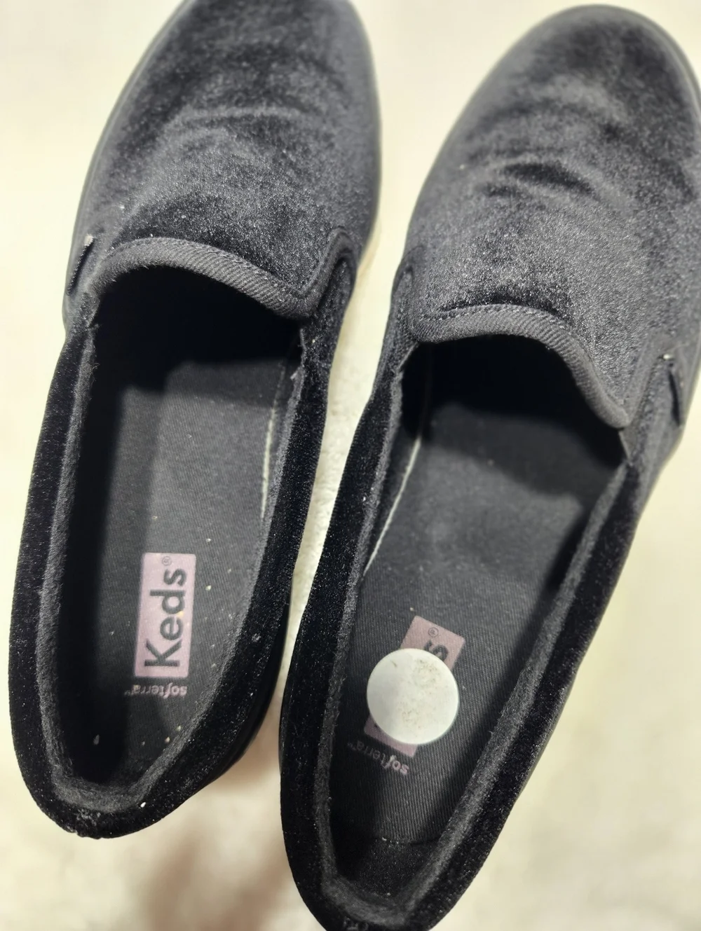 Keds Women's Softerra Black Microfleece Slip Ons Size 8